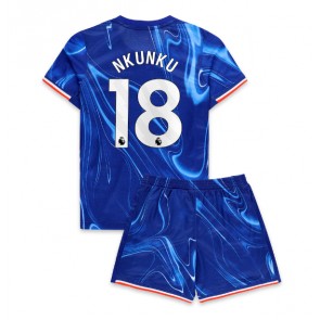 Chelsea Christopher Nkunku #18 Dětské Domácí dres komplet 2024-25 Krátký Rukáv (+ trenýrky)